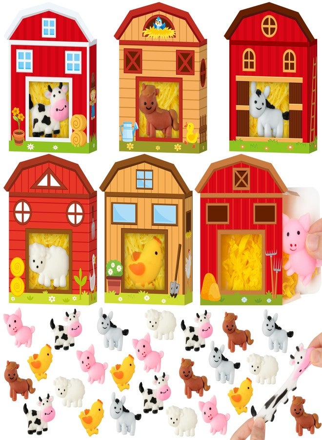 سي واي 2 سايد مجموعة ألعاب حيوانات المزرعة الإسفنجية من CY2SIDE، 24 قطعة، مع علبة هدايا على شكل حظيرة مزرعة وحشوة من الرافيا، هدية مثالية للأطفال. تتضمن المجموعة ألعابًا إسفنجية مصغرة لطيفة على شكل خنزير وبقرة ودجاجة، مثالية كهدية عيد ميلاد أو حقيبة هدايا ربيعية محشوة للبنات. - Image 1